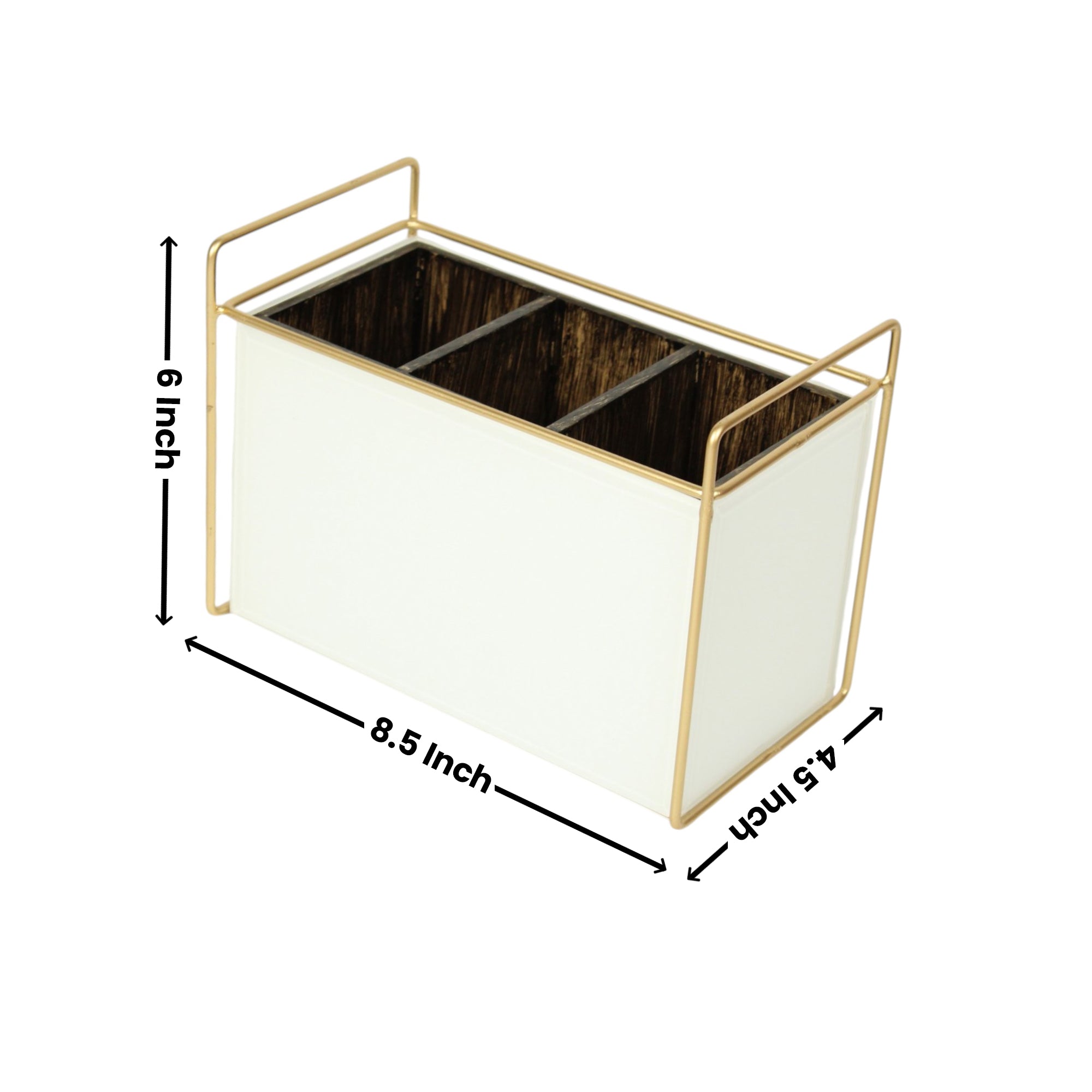 Luxury White Glass Cutlery Holder With Three Partition